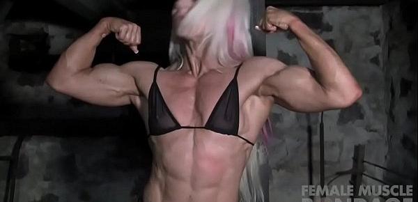  Female Bodybuilders Muscles Strain Against Chains